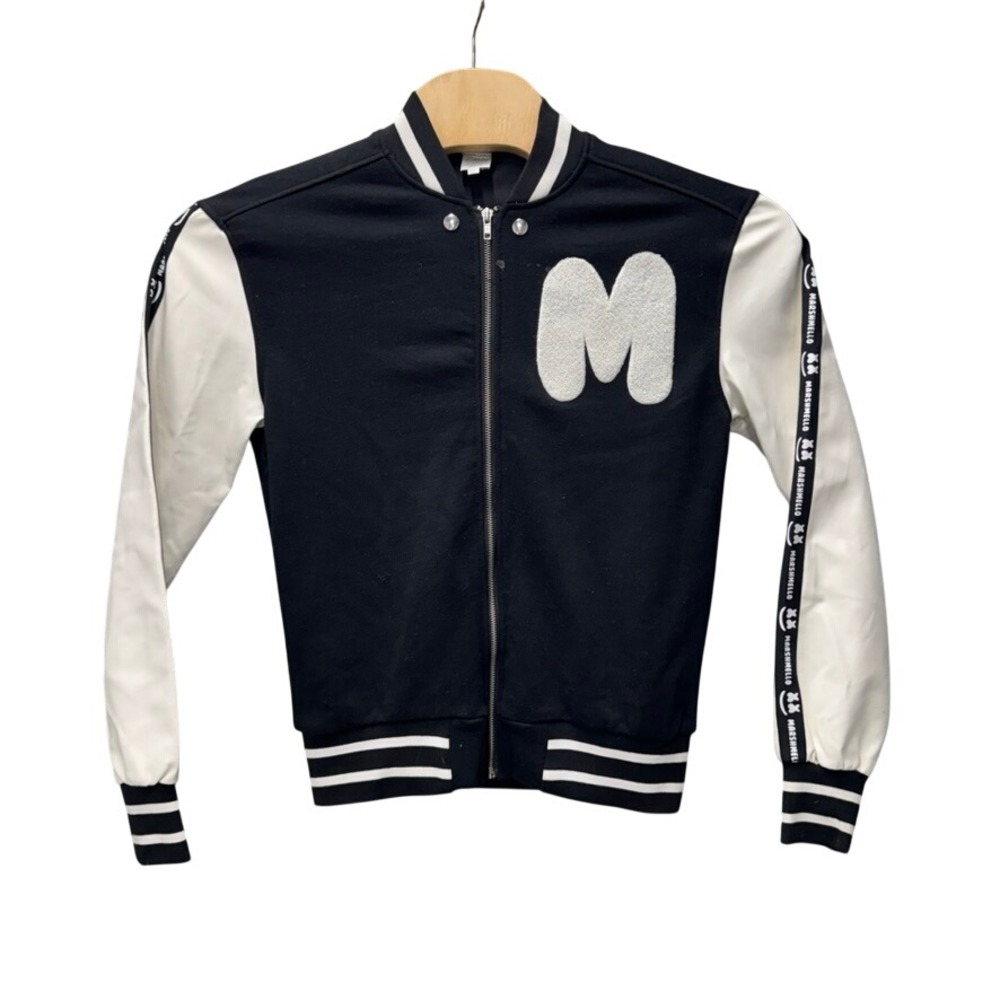Marshmello Spirit Halloween Varsity Jacket Black White Teen Zip Up Bomber